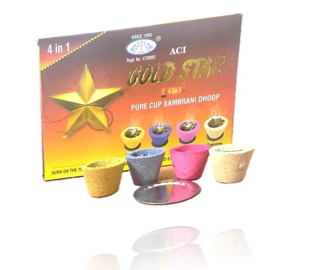 ACI OMM Gold Star 4in1 Cup Sambrani/Dhoop Cup - Sandal | LAVENDOR